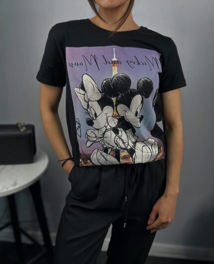 Дамска дисни тениска Mickey Mouse  в черно