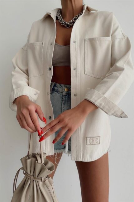 Дамска дънкова риза -  яке Oversize CHIC